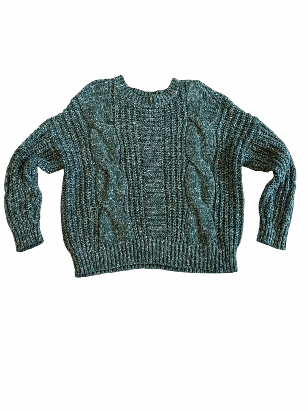 J.O.A. Los Angeles Green Marled Cable Knit Sweater Size Small